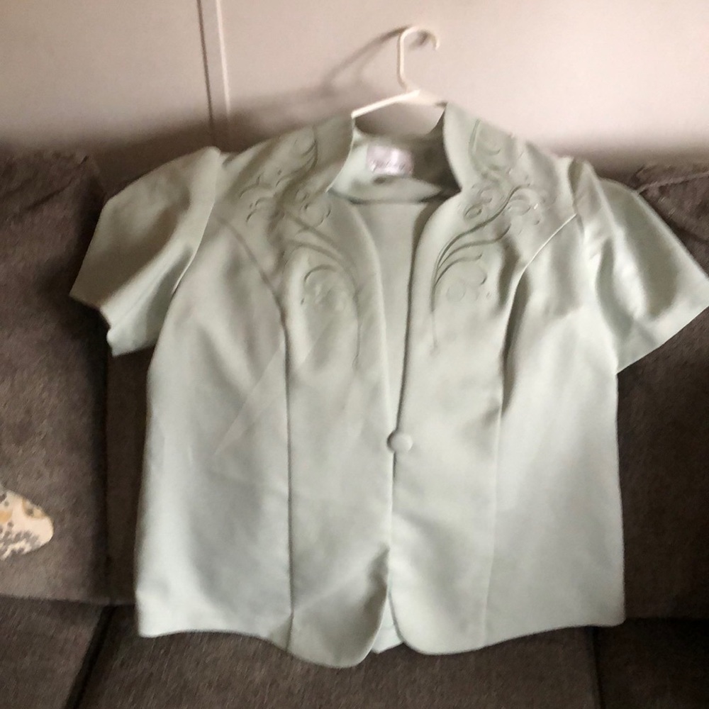 Ladies lime green skirt suit